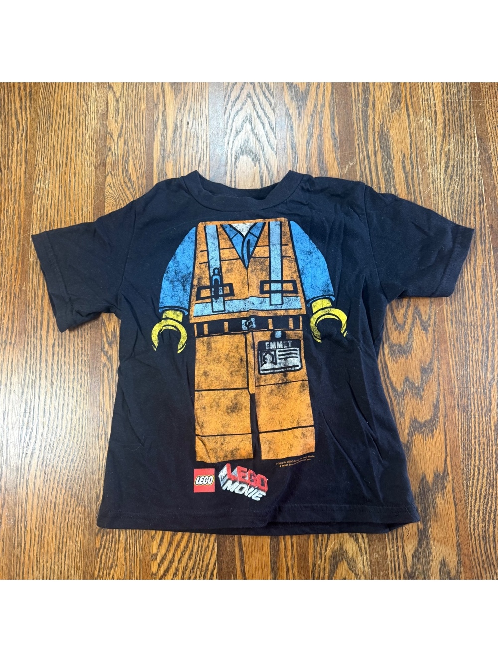The LEGO Movie Emmet Costume T-Shirt Boys XS Black Construction Graphic Tee
